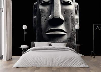 Moai isolated in a black background Wall mural