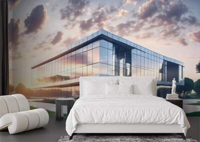 Modern and futuristic building at sunset Wall mural