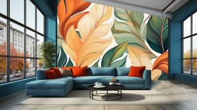 Seamless pattern with leaves Wall mural