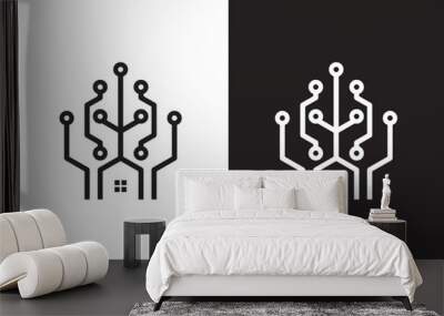 house and tree logo. creative nature icon vector design. house data
 Wall mural