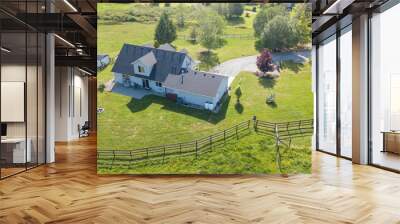 Drone view of single family house Wall mural