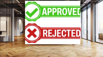 set approved rejected icon. right and wrong symbol sticker labels design vector illustration Wall mural