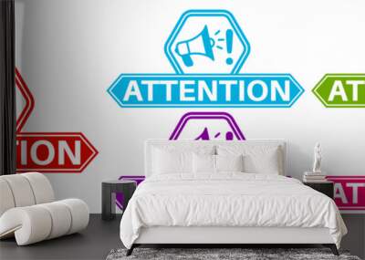 set attention icon sign symbol labels design vector illustration Wall mural