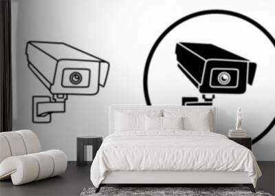 set CCTV street cameras icon sign. Outdoor security system logo vector illustration Wall mural