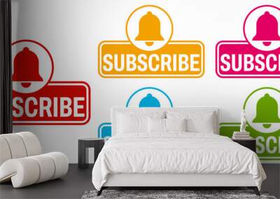 set collection colorful trendy subscribe sign icon. subscribe notification labels template design vector illustration Wall mural