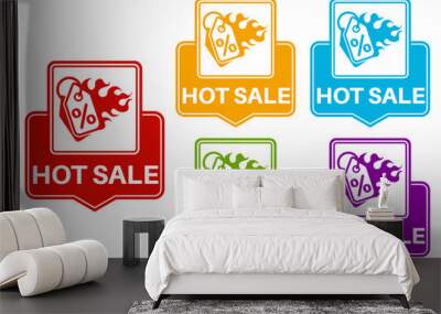 set collections trendy colorful hot sale icon. price offer label fire flame symbol template design  vector illustration Wall mural