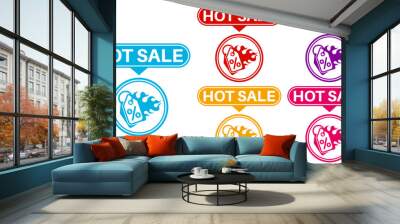 set collections trendy colorful hot sale icon. price offer label fire flame symbol template design  vector illustration Wall mural