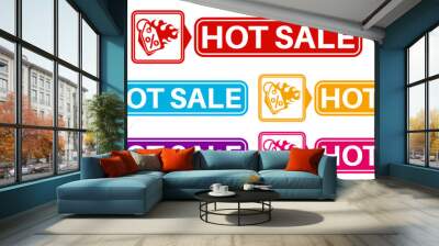 set collections trendy colorful hot sale icon. price offer label fire flame symbol template design  vector illustration Wall mural