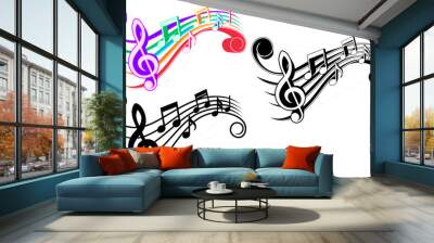 Set collections trendy musical notes icon sound waves design vector illustration Wall mural