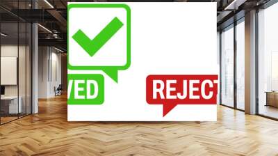 Set of green approved and red rejected sign label design  vector illustration Wall mural