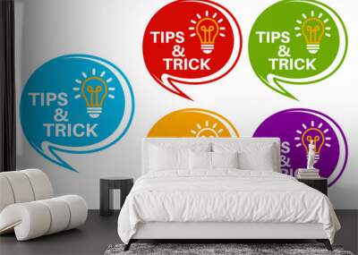 set Tips and tricks sign labels. fast helpful instructions sign design vector illustration Wall mural