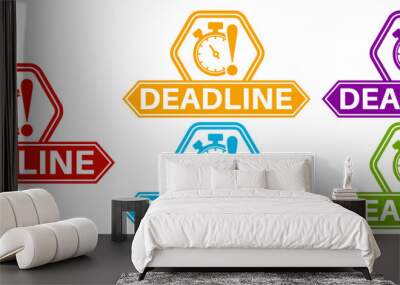 set trendy colorful deadline icon sign. time reminder label symbol template sticker design vector illustration Wall mural