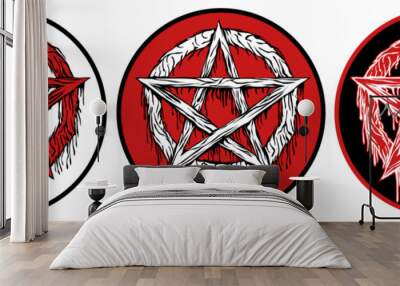 Set vector pentagram sign icon. Pentacle darkness symbol design illustration Wall mural