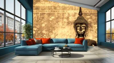 buddha over grunge wall Wall mural