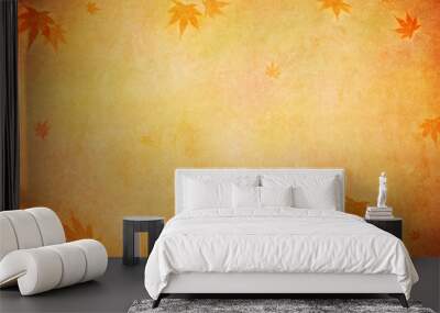 grunge background with autumn leaves Wall mural