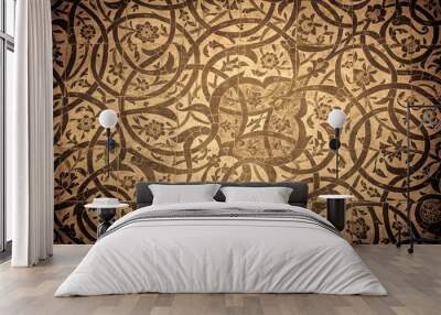 grunge background with oriental ornaments . Wall mural