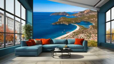 Panoramic view of Oludeniz beach and Blue lagoon, Fethiye, Turkey. Wall mural