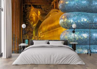 Reclining buddha, Wat Pho, Bangkok, Thailand Wall mural