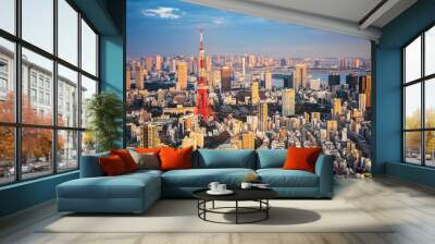 Tokyo aerial panoramic view Wall mural