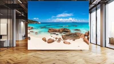 Tropical beach Anse Lazio, Praslin island, Seychelles Wall mural