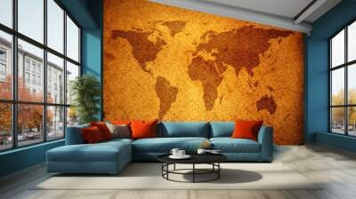 world map over grunge background Wall mural