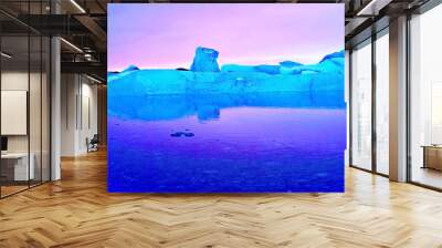 View of Jokulsarlon Glacier Lagoon at the Vatnajokull National Park in Iceland at twilight in winter. Wall mural