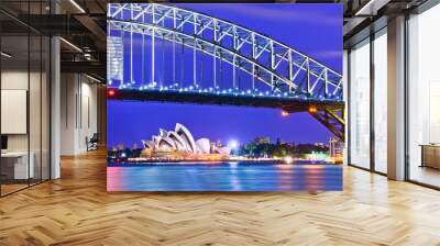 View of Sydney Harbor at night Wall mural