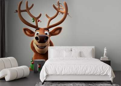 Christmas background of adorable reindeer Wall mural