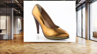 women's gold shoe isolated on white background Wall mural