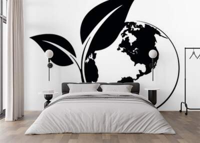 Safe earth and green icon set Wall mural