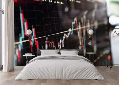 Stock plunge index chart. Economic crisis and stock market. High quality AI generated image Wall mural