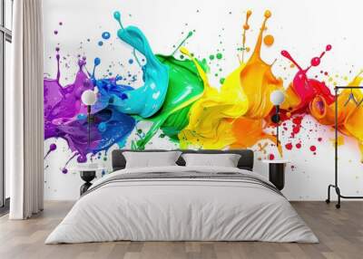 A colorful splash of paint on a white background Wall mural