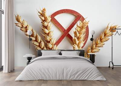 A wheat stalk with a red X on it. Celiac Wall mural