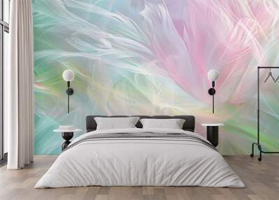 Abstract background with pastel green pink and blue light ripples wallpaper Wall mural