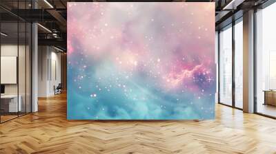 Abstract wallpaper featuring smooth gradients crystalline patterns and glowing stars in a cool-toned theme backdrop Wall mural