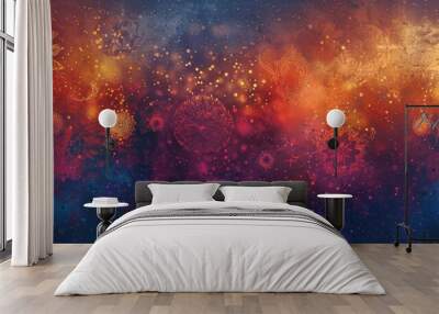 Amber to deep sapphire with intricate patterns backdrop Wall mural