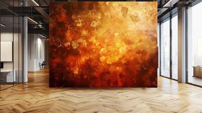 Autumn mosaic in rich colors like copper with glowing edges background Wall mural