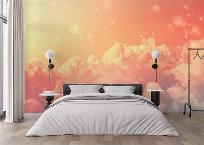 Background with soft coral tones and circular patterns evoking a minimalist summer feel Wall mural