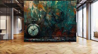 Bold brushwork and vivid colors bring texture to this Post-Impressionist pocket watch backdrop Wall mural