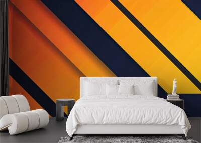 Bright gradient from yellow to orange with bold navy angular stripes for an energetic design Wall mural