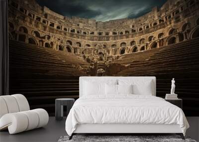 Colossal hourglass merges with Greek amphitheater time flows both ways Wall mural