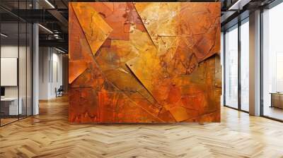 Cubist backdrop with jagged lines and fragmented shapes in warm earthy colors like terracotta Wall mural