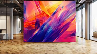 Dynamic light beams and vibrant colors in a tangerine blue and magenta wallpaper Wall mural