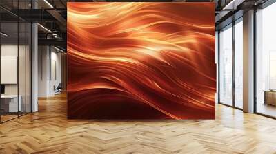 Elegant autumn wallpaper with chestnut to auburn gradient and flowing liquid lines Wall mural