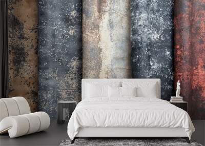 Embossed patterns on a distressed leather-look vintage wallpaper Wall mural