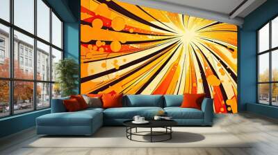 Energetic background in orange with swirling shapes and dynamic motion lines Wall mural