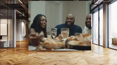 Friends Sharing Thanksgiving Dinner Wall mural