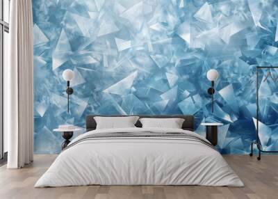 Frosty blue and white triangles with crystalline textures and shimmering effect in a mosaic background backdrop Wall mural