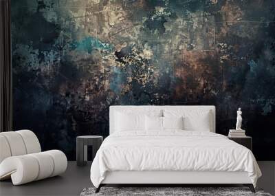 Gothic background featuring shadowy hues metallic textures and ethereal glowing mist Wall mural