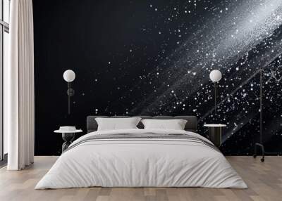 Gradient from charcoal to black with sharp silver lines and sparkling particles modern feel background Wall mural